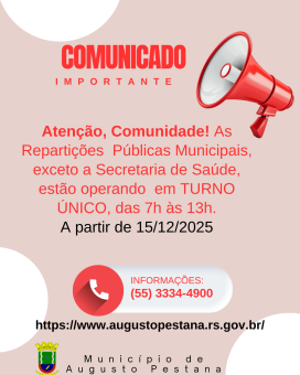 Augusto Pestana, adota Turno Único 